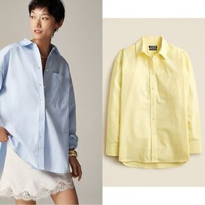 NWT J CREW Étienne oversized shirt in lightweight oxford in Yellow